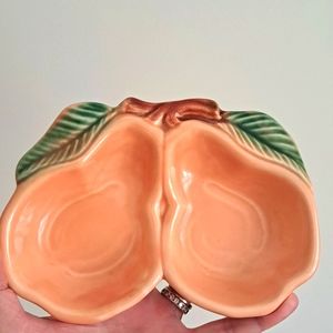 MCM Vintage Belmar of California Peach Tree Condiment Tray Dishes USA set of 3